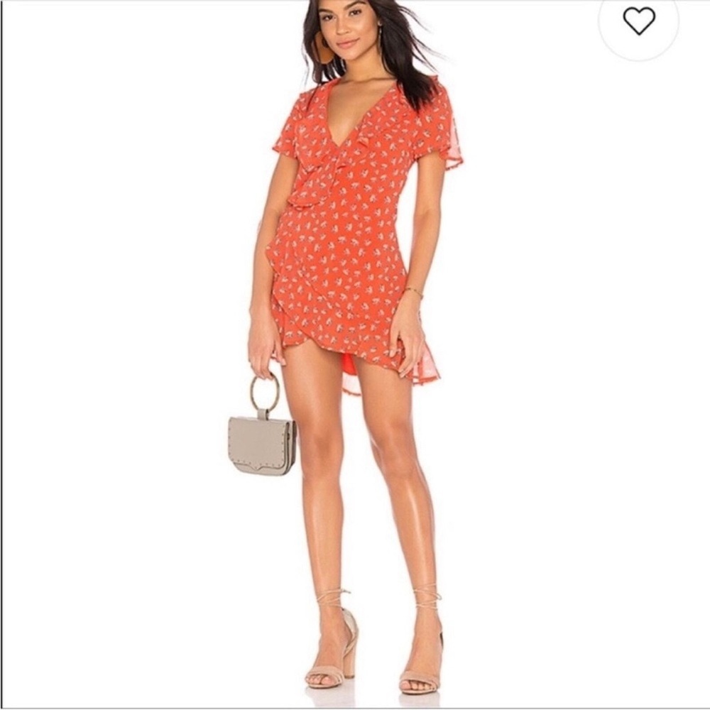 Beach Riot Red Orange Ruffled Wrap Sundress size S